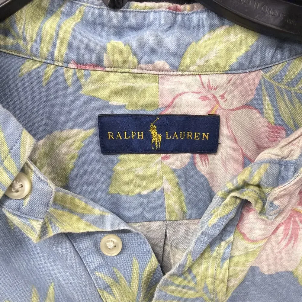 Polo Ralph Lauren Hawaiian Floral 1/2 Button-Down Pullover Shirt - Mens Size XXL